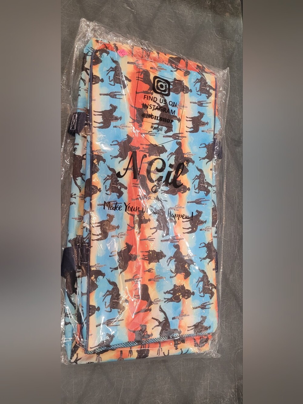 Western Cowboy On Horse Colorful Print Large Ngil Brand Canvas Utility Tote New